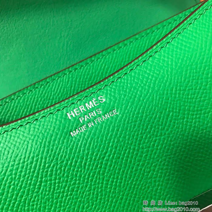 HERMES愛馬仕 H空姐包 進口原廠EP皮 頂級蜜蠟製作 街拍必備單品 竹子綠金銀 單肩斜挎包  Ama1558